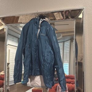 Marmot Size Blue Full Zip Waterproof Breathable Hooded Rain Jacket